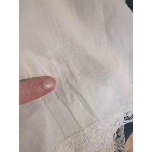 Vintage 40s 50s Pieced White Emb Cotton Blend Fabric Lace Full Slip Dress B36 - Picture 7 of 7